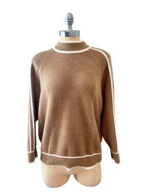 Chevignon Designer Brown & White Contrast Trim Sweater Small